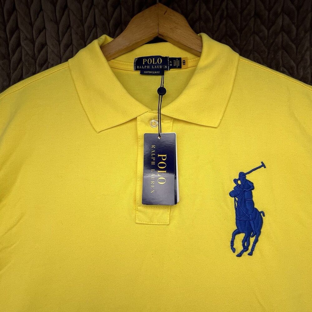 Polo Ralph Lauren Big Pony Polo Shirt Men's XL Yellow #3 Custom Slim Fit Preppy